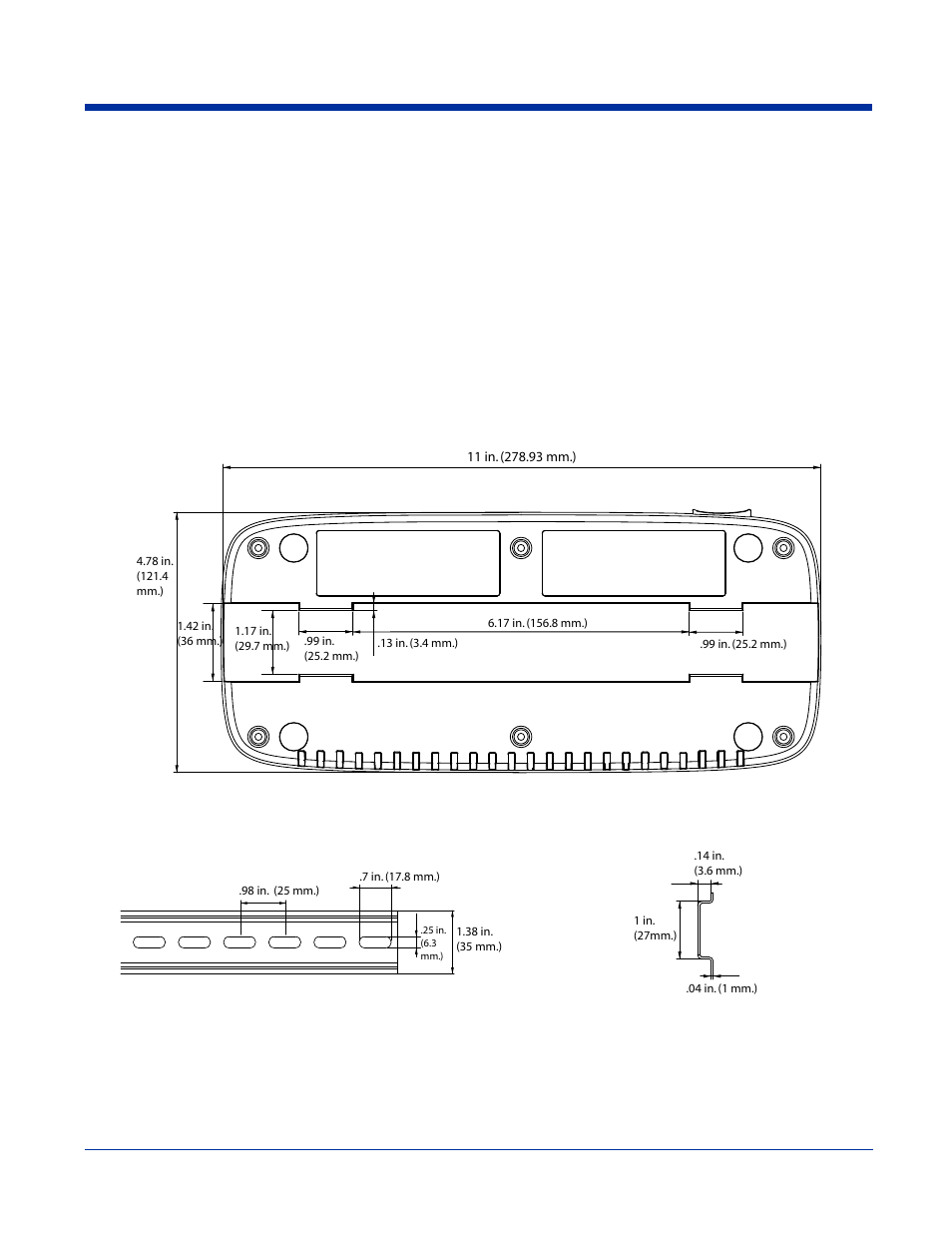 Mounting the quadcharger, Bottom panel mounting dimensions, Din rail dimensions | Mounting guidelines, Mounting the quadcharger -4 | Hand Held Products DOLPHIN 7600 User Manual | Page 90 / 102