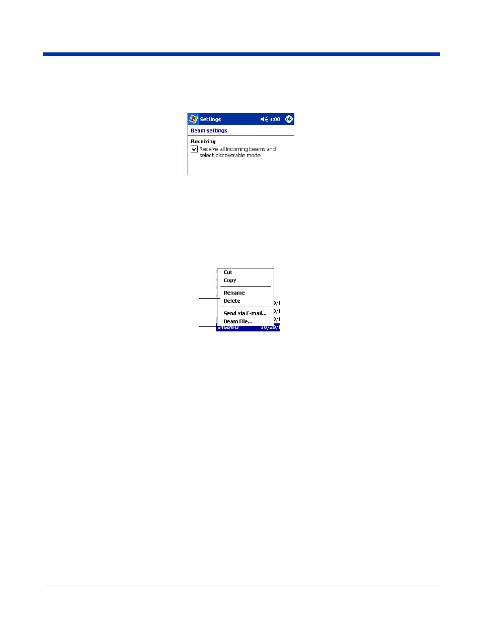 Verify that beam settings are set to receive, Sending information, Receiving information | Hand Held Products 9500 User Manual | Page 100 / 276