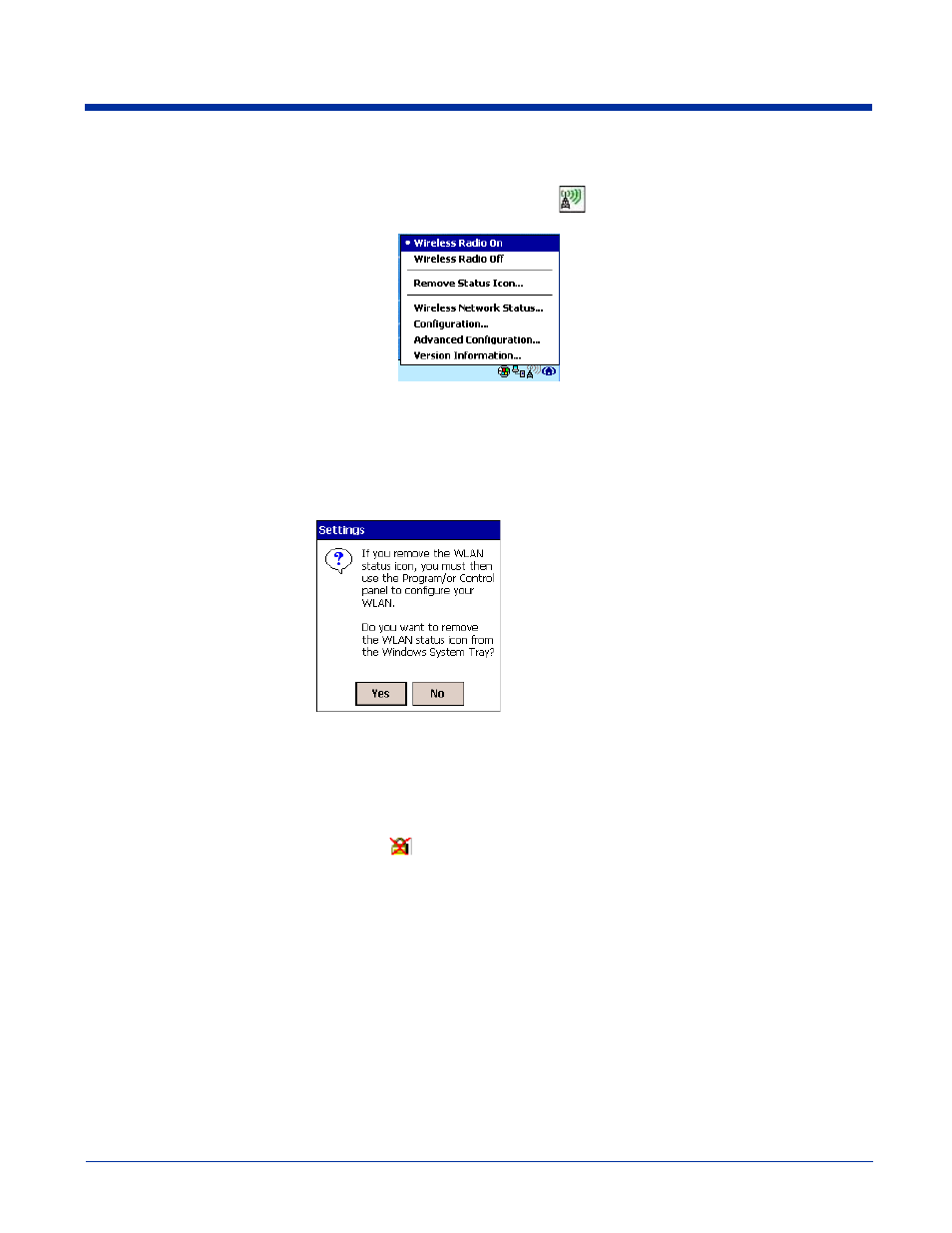 The status icon, The status icon -11, In the system tray - see | Hand Held Products 9500 User Manual | Page 113 / 276