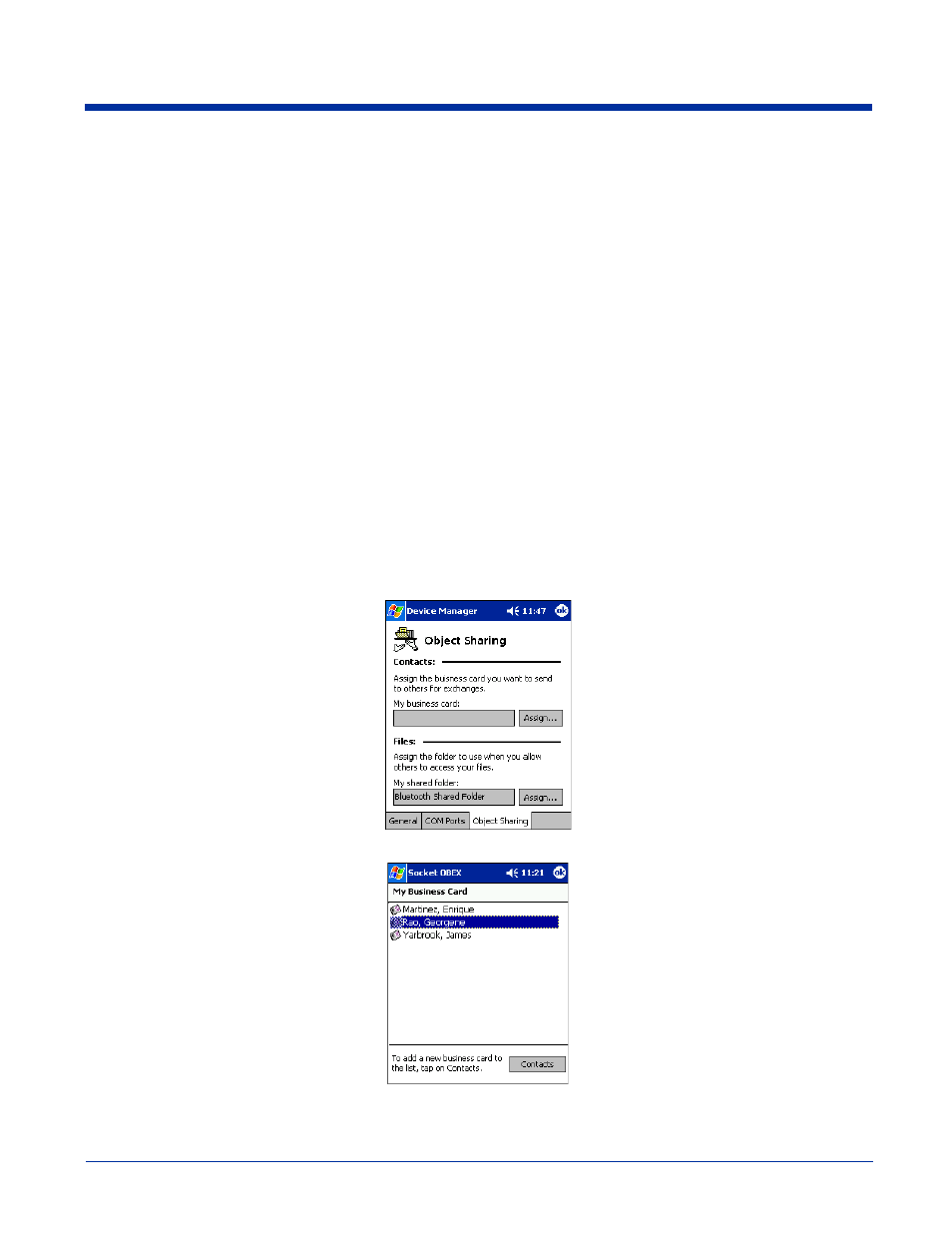 Obex, Exchange business cards, Obex -13 | Exchange business cards -13 | Hand Held Products 9500 User Manual | Page 155 / 276