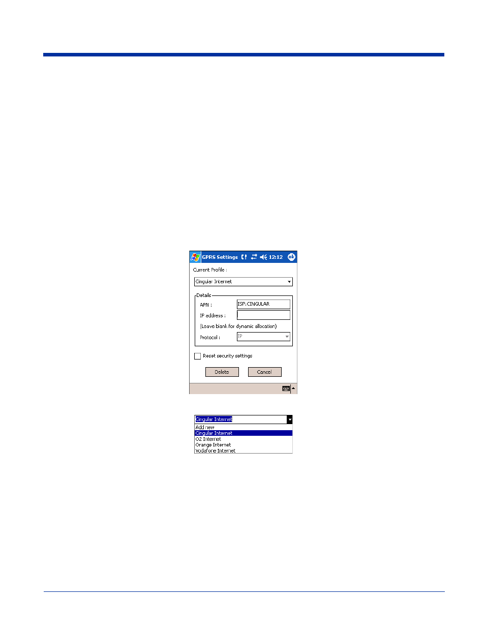 Gprs settings, Requirements, To select pre-configured gprs settings | Gprs settings -24 | Hand Held Products 9500 User Manual | Page 194 / 276