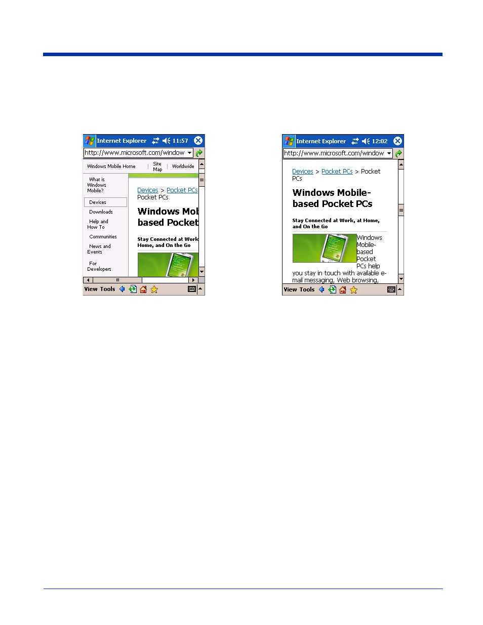 An tap one of them to start browsing. see, The mobile favorites folder, View options | Creating and synchronizing mobile favorites | Hand Held Products 9500 User Manual | Page 208 / 276