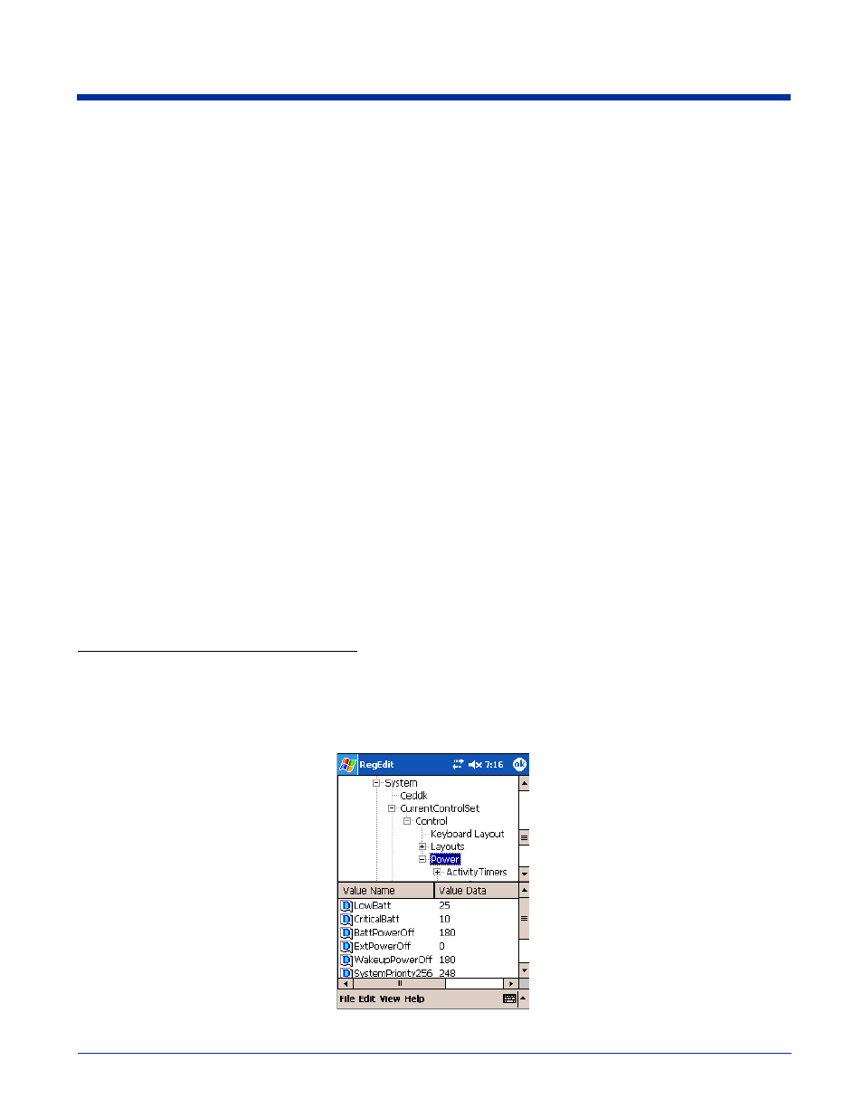 Managing battery power, Default critical and low battery points, Setting critical and low battery points | Hand Held Products 9500 User Manual | Page 41 / 276