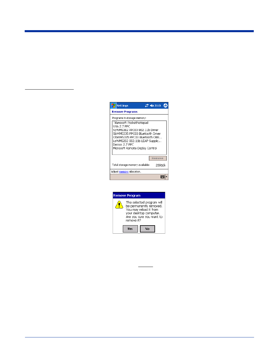 Remove programs, Remove programs -14 | Hand Held Products 9500 User Manual | Page 80 / 276
