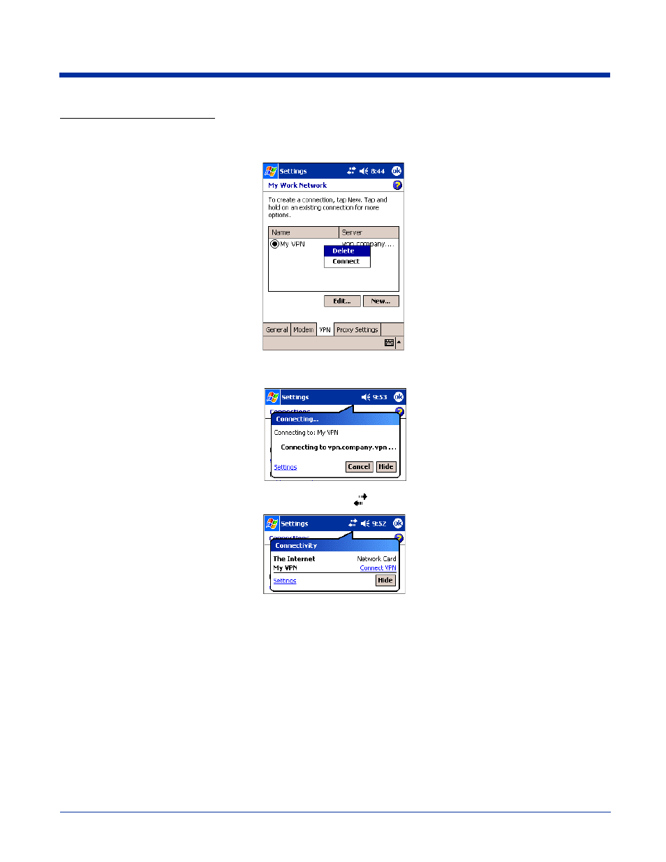 Connecting to a vpn server | Hand Held Products 9500 User Manual | Page 91 / 276