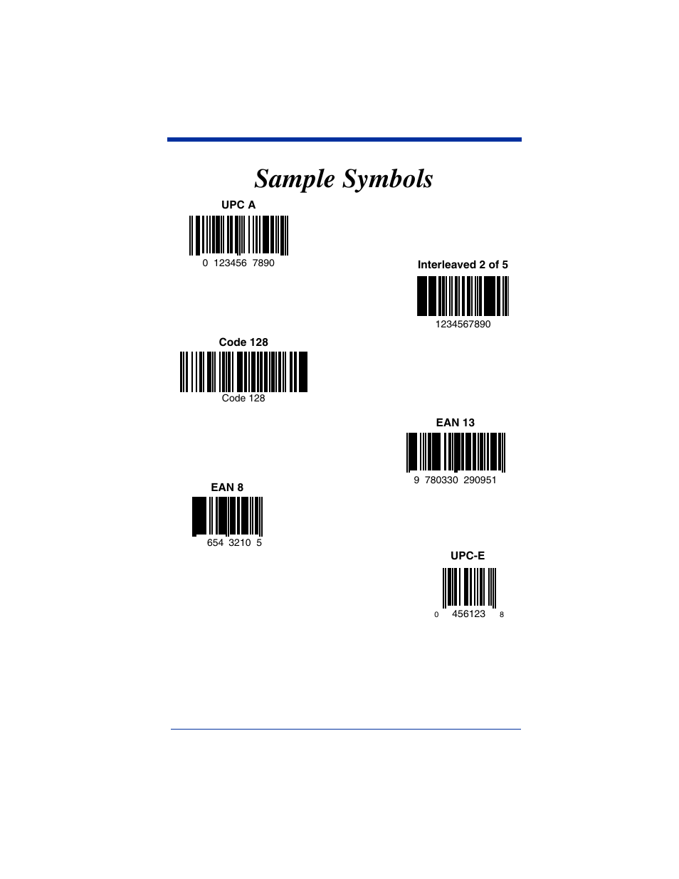 Sample symbols | Hand Held Products 5620 User Manual | Page 164 / 168