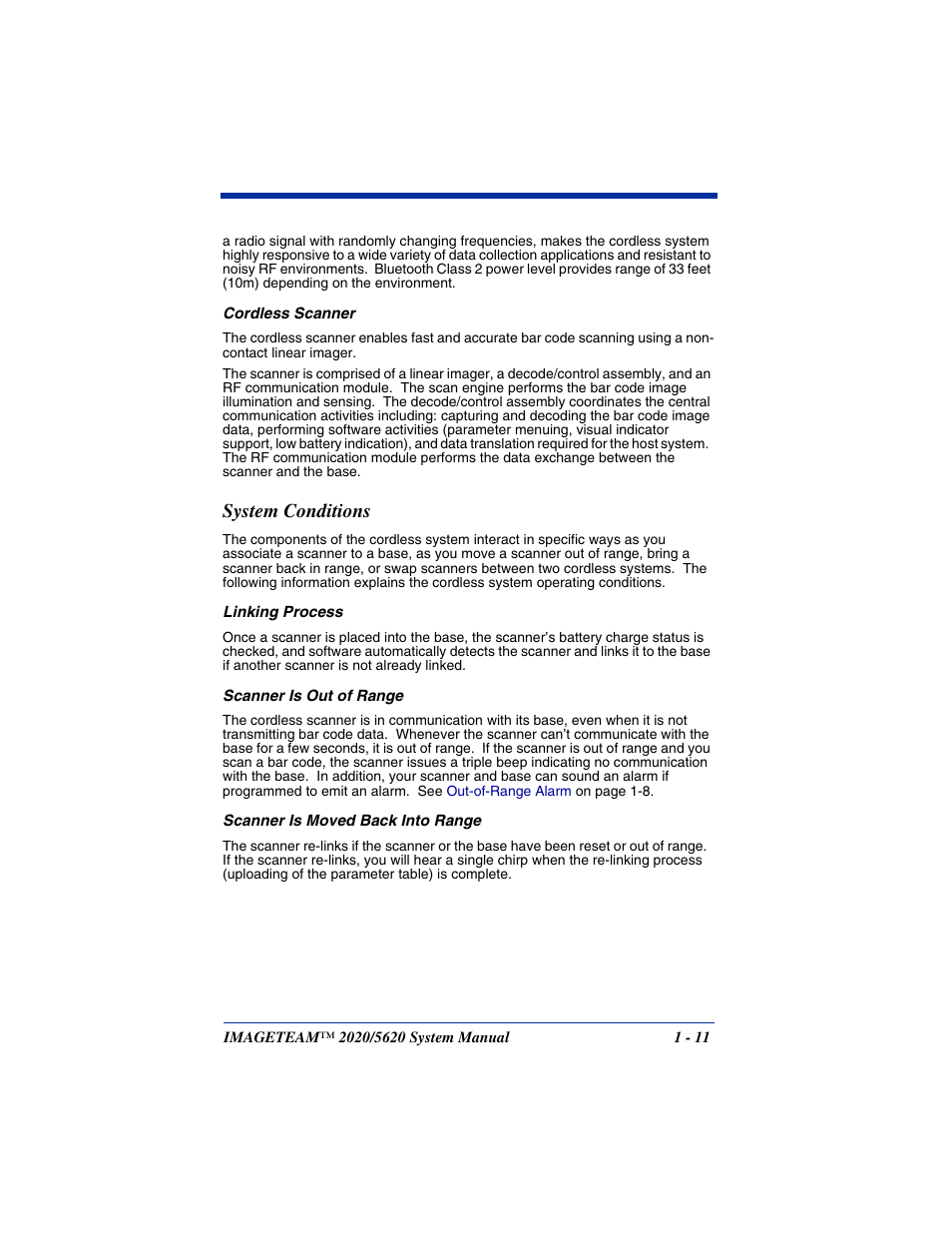 System conditions, System conditions -11 | Hand Held Products 5620 User Manual | Page 27 / 168