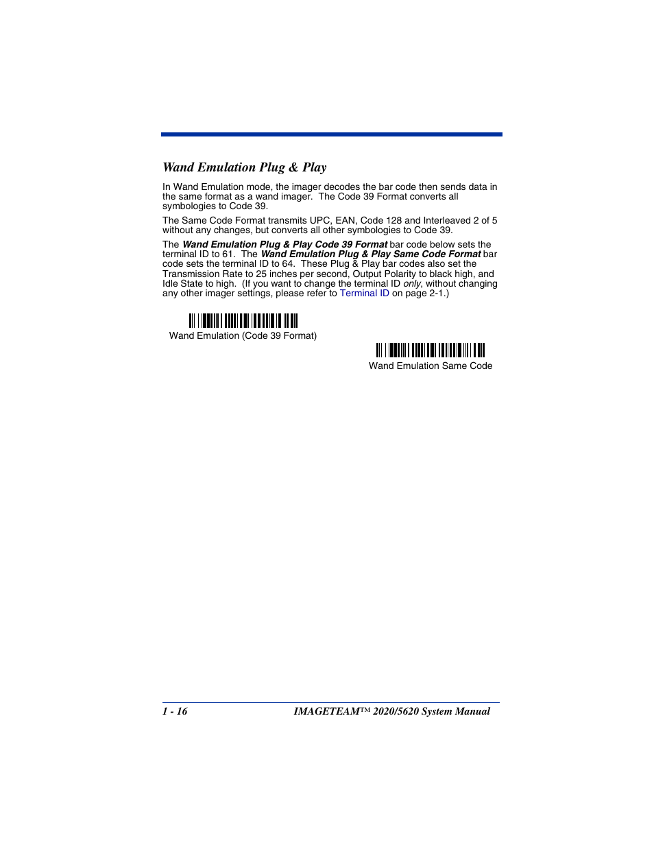 Wand emulation plug & play, Wand emulation plug & play -16 | Hand Held Products 5620 User Manual | Page 32 / 168