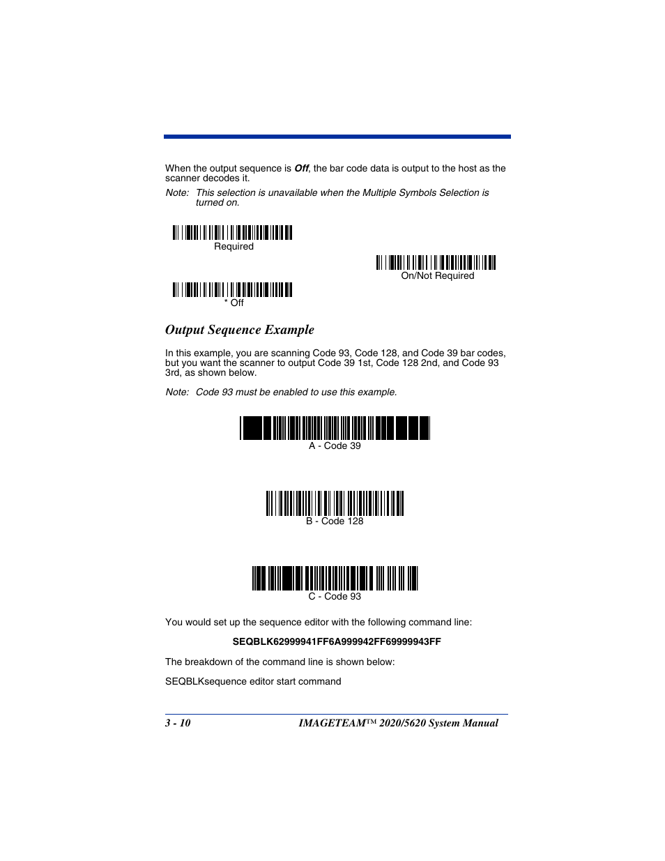 Output sequence example | Hand Held Products 5620 User Manual | Page 64 / 168