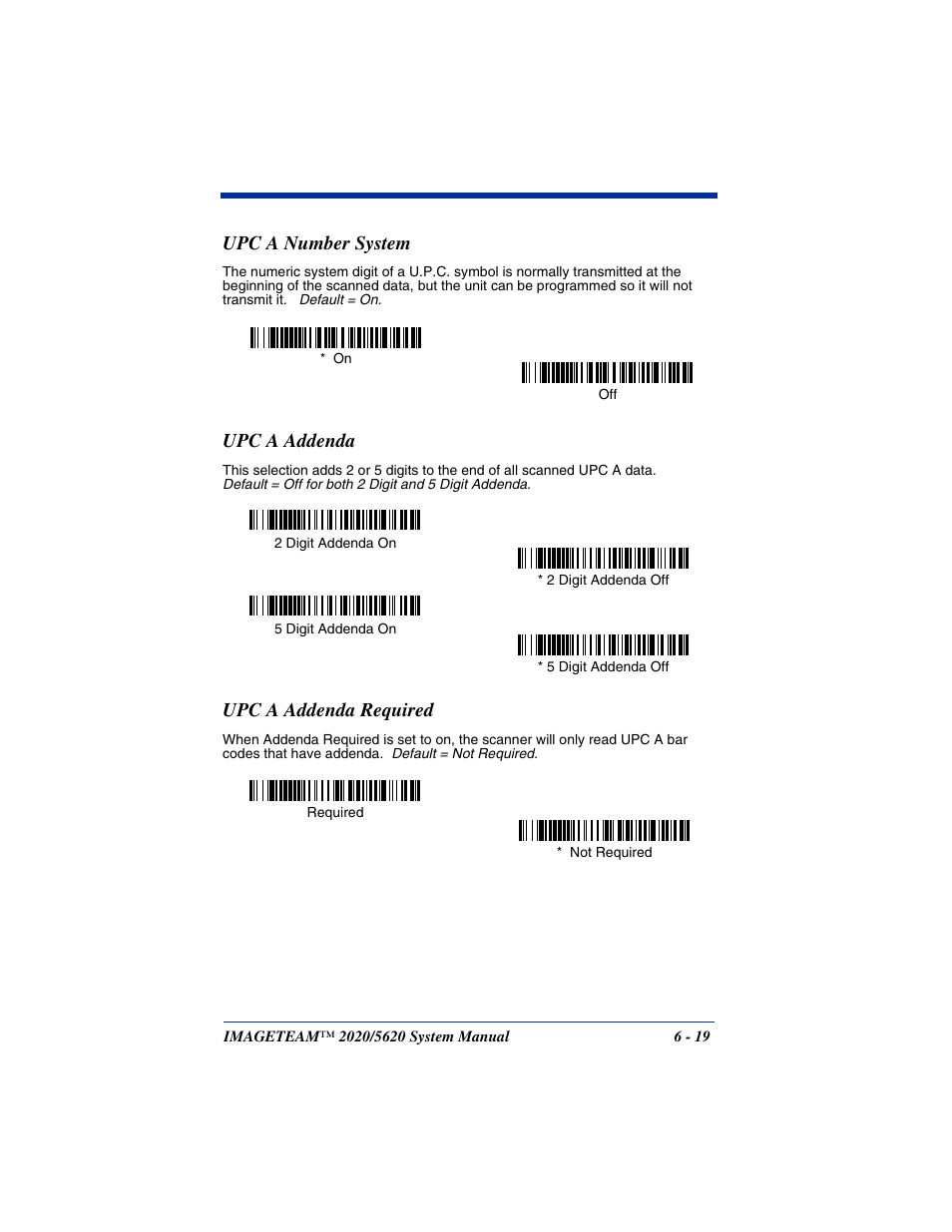 Upc a number system, Upc a addenda, Upc a addenda required | Hand Held Products 5620 User Manual | Page 97 / 168