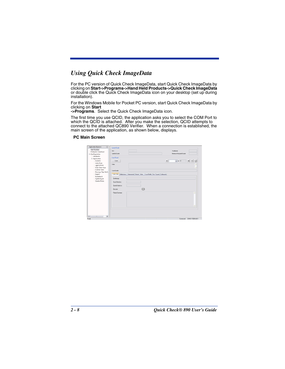 Using quick check imagedata, Using quick check imagedata -8 | Hand Held Products QUICK CHECK 890 User Manual | Page 16 / 40