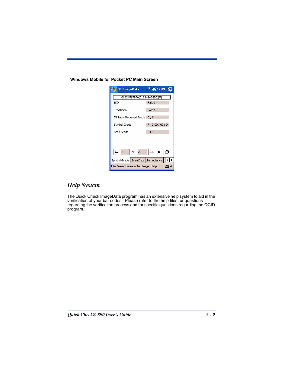 Help system, Help system -9 | Hand Held Products QUICK CHECK 890 User Manual | Page 17 / 40