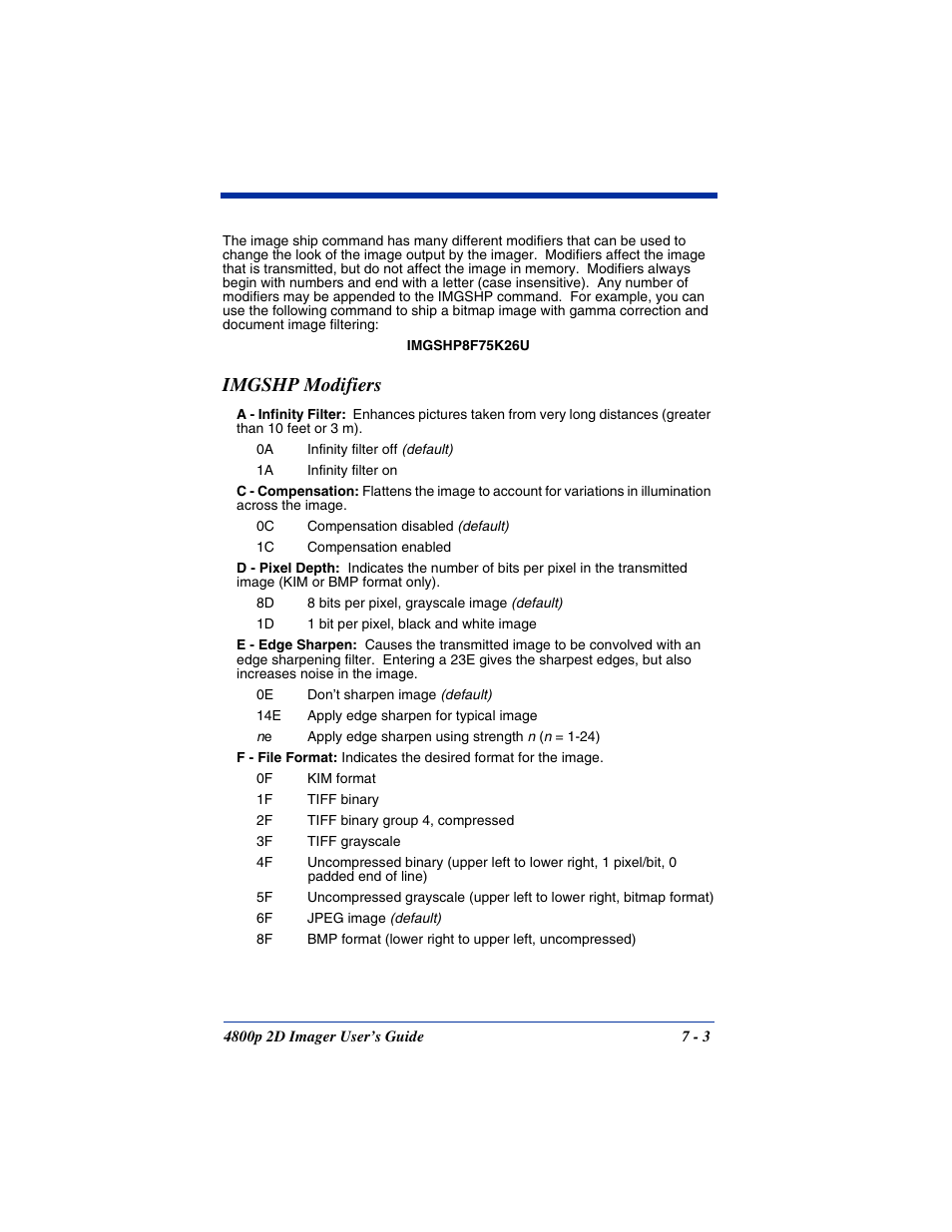 Imgshp modifiers, Imgshp modifiers -3 | Hand Held Products 2D IMAGER 4800P User Manual | Page 107 / 184