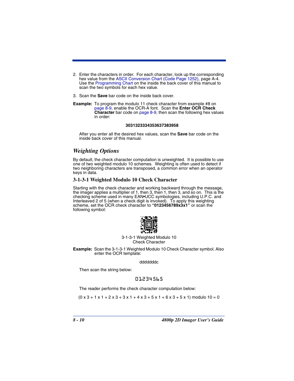 Weighting options, Weighting options -10 | Hand Held Products 2D IMAGER 4800P User Manual | Page 122 / 184