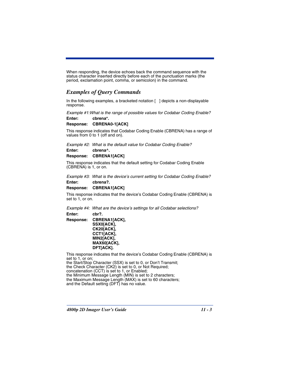 Examples of query commands, Examples of query commands -3 | Hand Held Products 2D IMAGER 4800P User Manual | Page 141 / 184