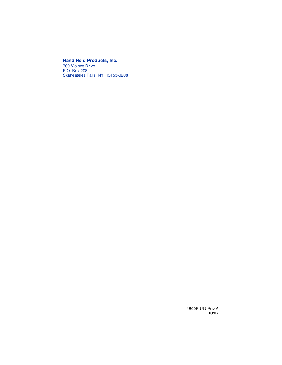Hand Held Products 2D IMAGER 4800P User Manual | Page 184 / 184