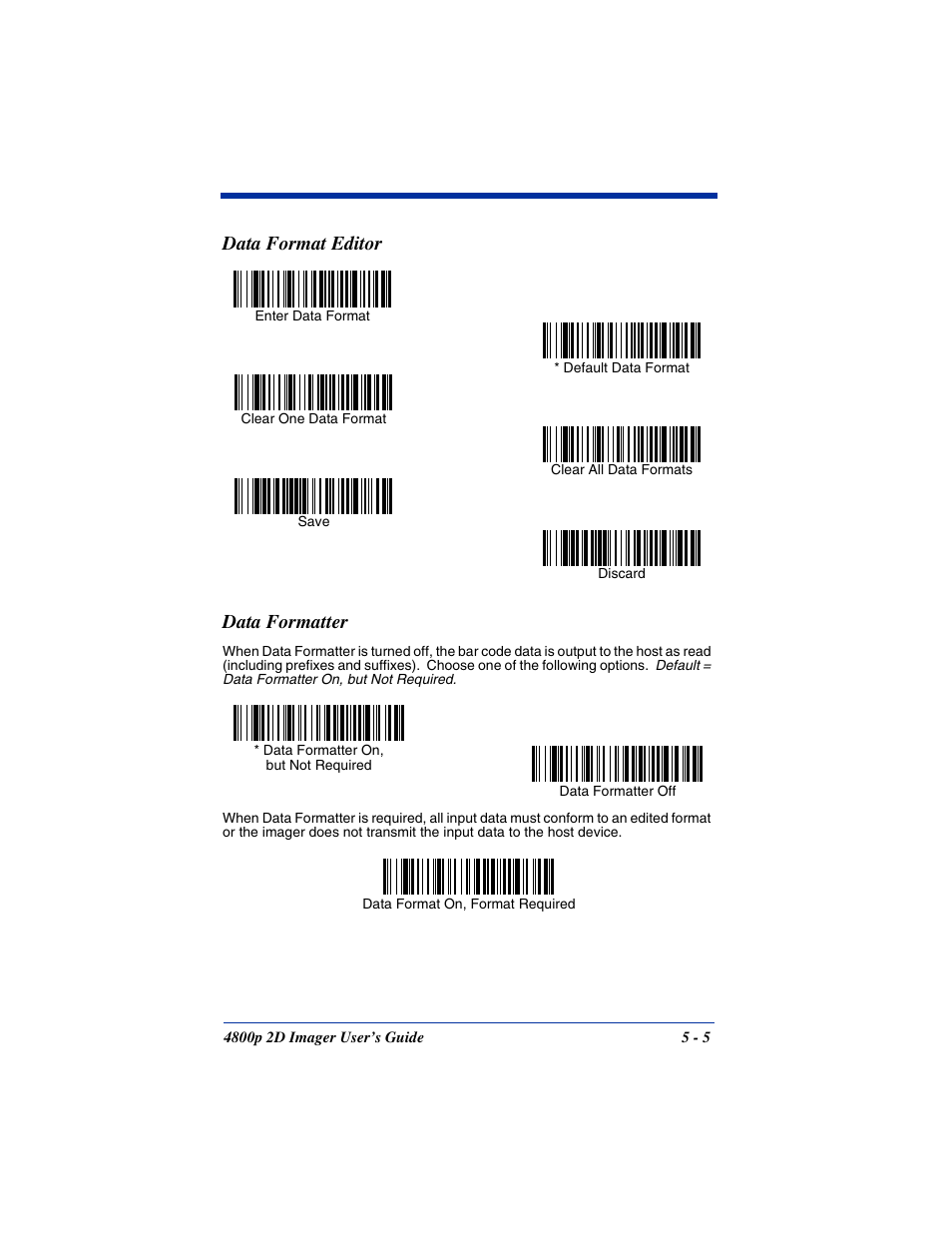 Data format editor, Data formatter, Data format editor -5 data formatter -5 | Data format editor data formatter | Hand Held Products 2D IMAGER 4800P User Manual | Page 53 / 184
