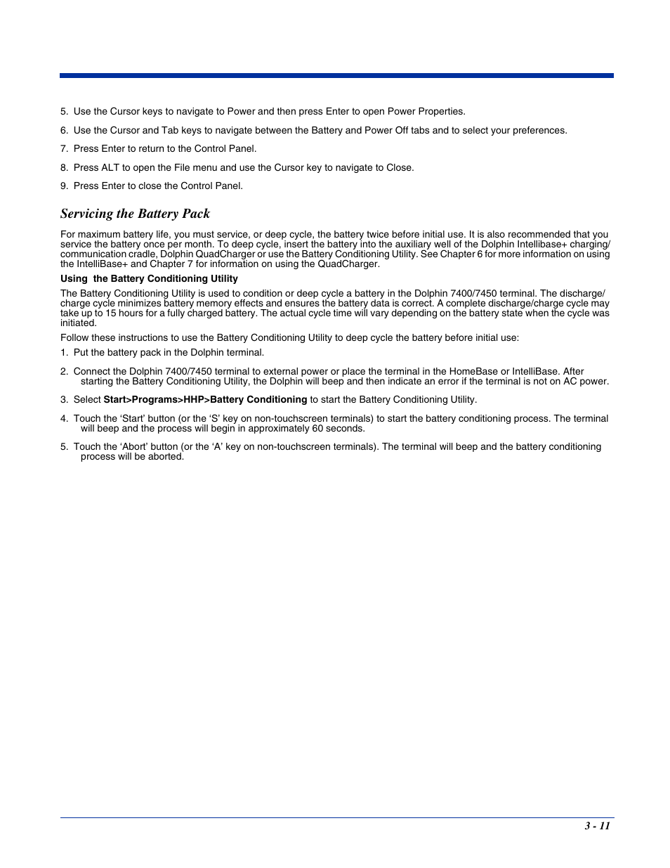 Servicing the battery pack, Servicing the battery pack -11 | Hand Held Products 7400/7450 User Manual | Page 39 / 107
