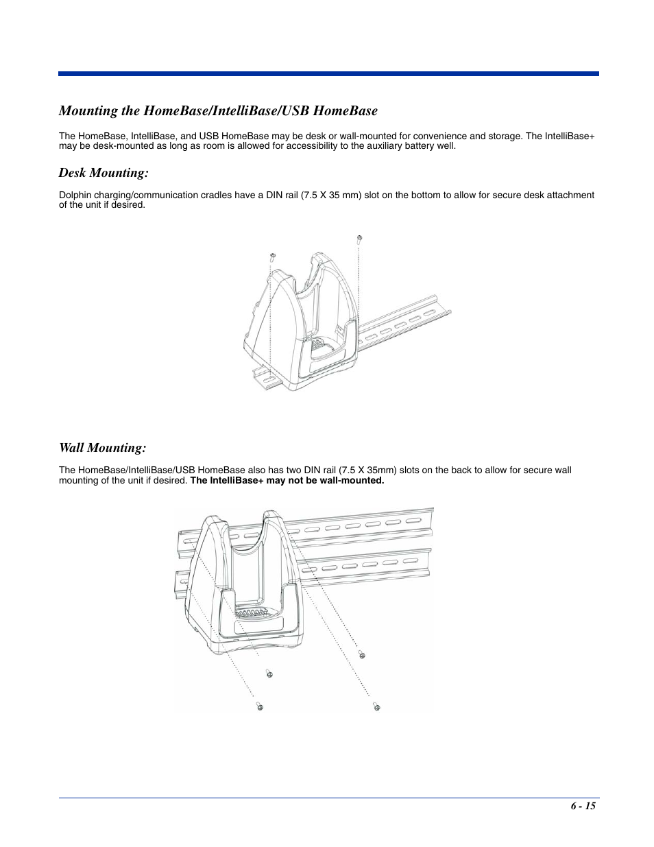 Mounting the homebase/intellibase/usb homebase, Mounting the homebase/intellibase/usb homebase -15 | Hand Held Products 7400/7450 User Manual | Page 69 / 107