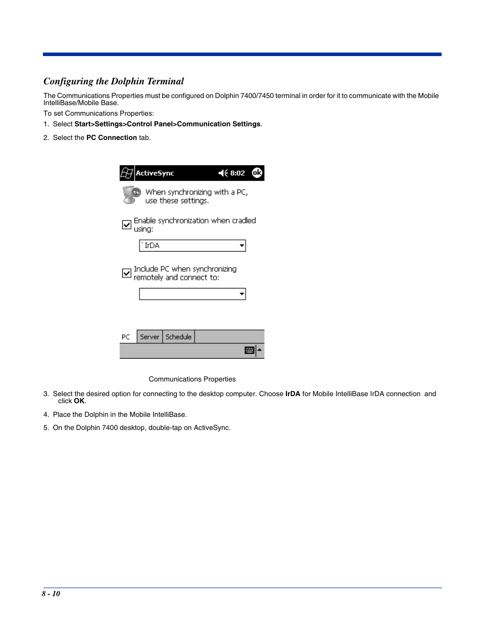 Configuring the dolphin terminal, Configuring the dolphin terminal -10 | Hand Held Products 7400/7450 User Manual | Page 84 / 107