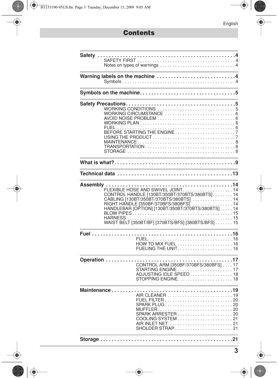 Husqvarna 380BFS User Manual | Page 3 / 21