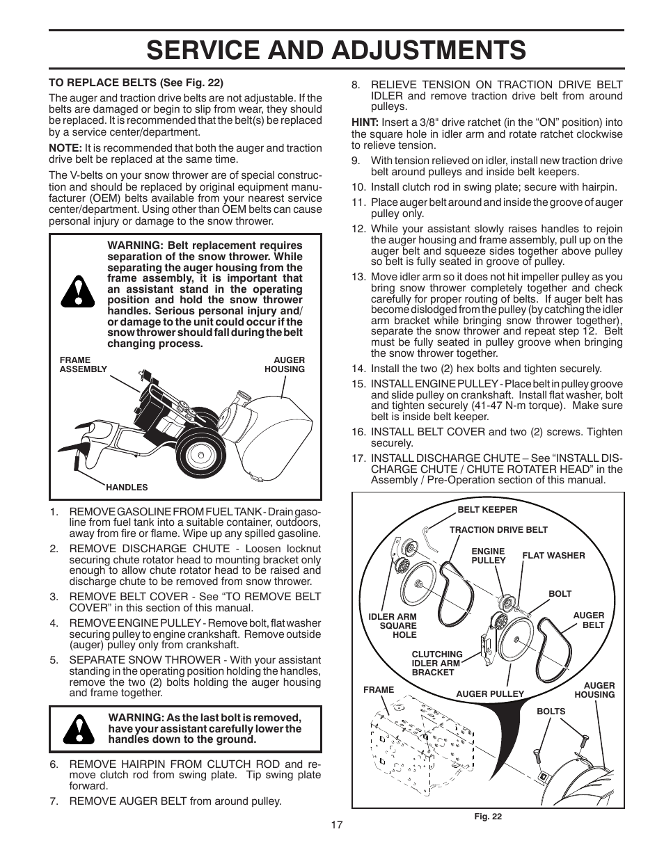 Service and adjustments | Husqvarna 96193005500 User Manual | Page 17 / 44