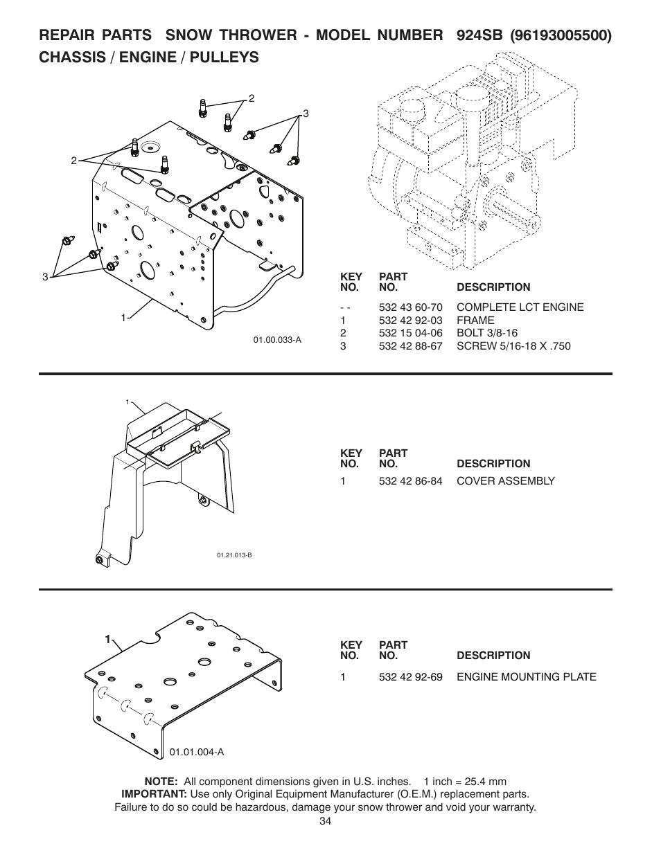 Chassis / engine / pulleys | Husqvarna 96193005500 User Manual | Page 34 / 44