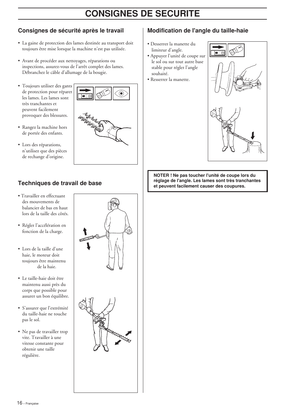 Consignes de securite | Husqvarna HEDGE TRIMMER ATTACHMENT User Manual | Page 16 / 32