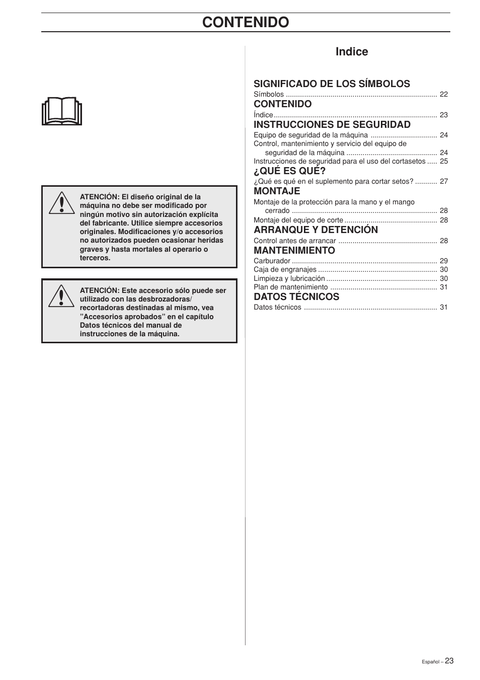 Husqvarna HEDGE TRIMMER ATTACHMENT User Manual | Page 23 / 32