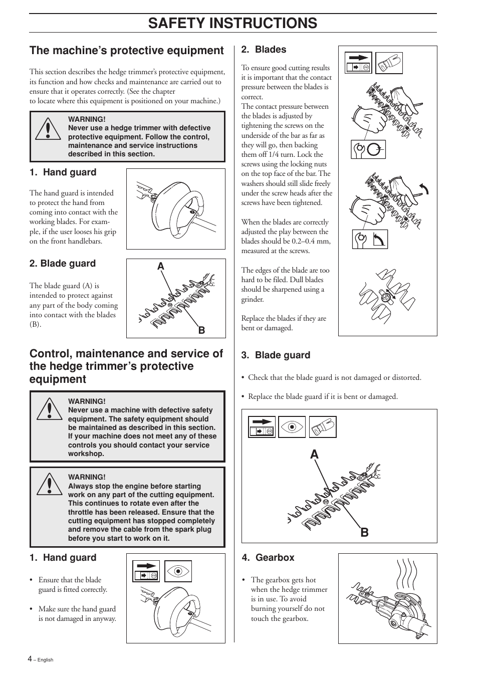 Safety instructions | Husqvarna HEDGE TRIMMER ATTACHMENT User Manual | Page 4 / 32