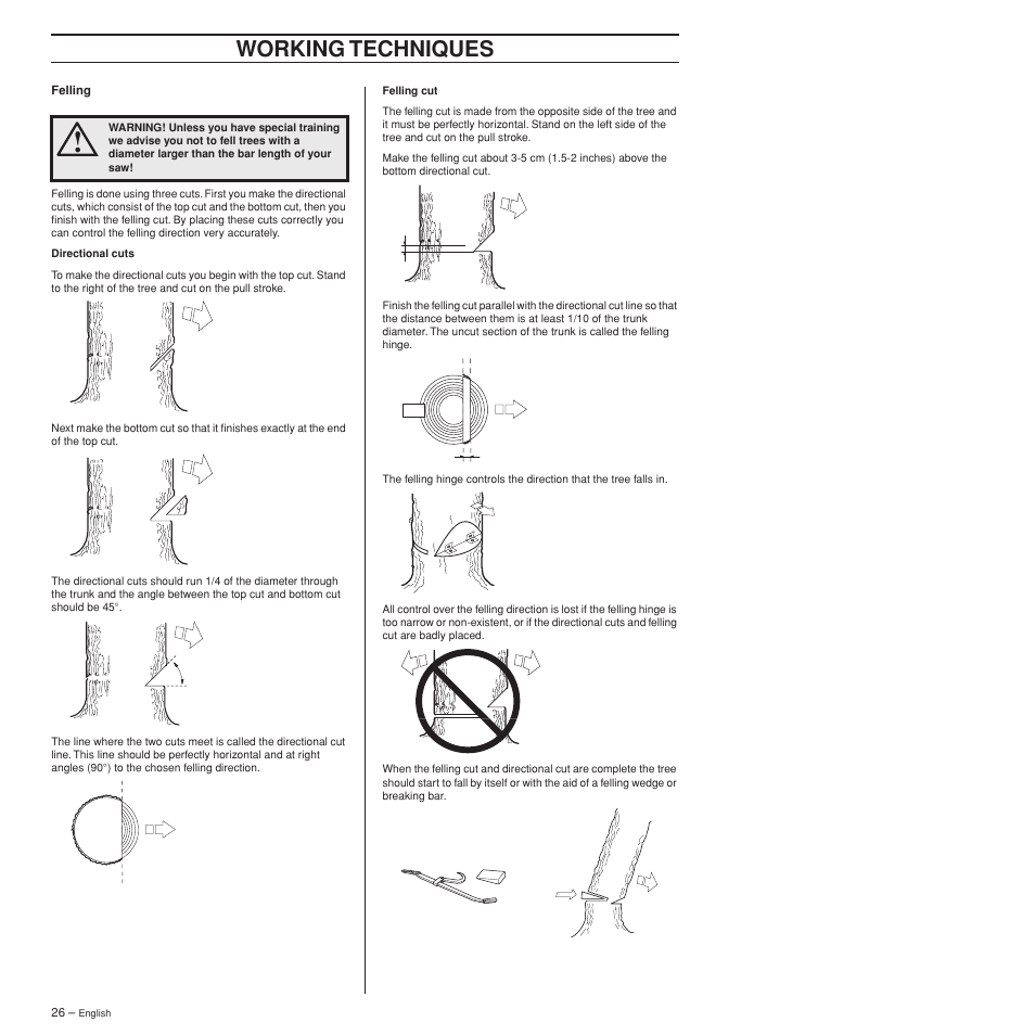 Working techniques | Husqvarna 372XPW User Manual | Page 26 / 44