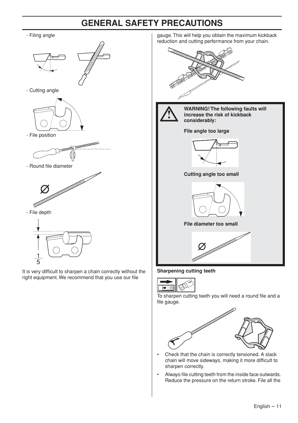 General safety precautions | Husqvarna 327P5X-series User Manual | Page 11 / 36