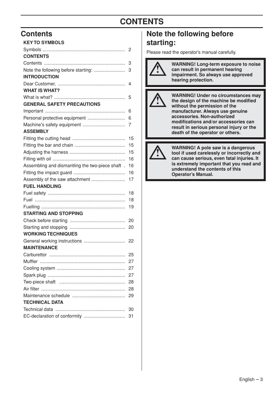 Husqvarna 327P5X-series User Manual | Page 3 / 36