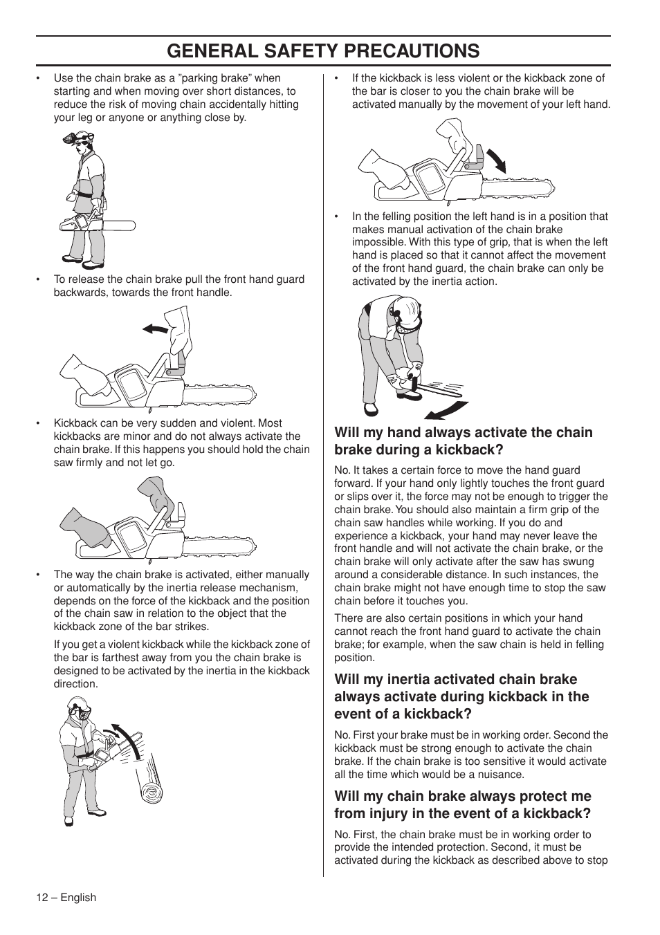 General safety precautions | Husqvarna 536 LIXP User Manual | Page 12 / 44