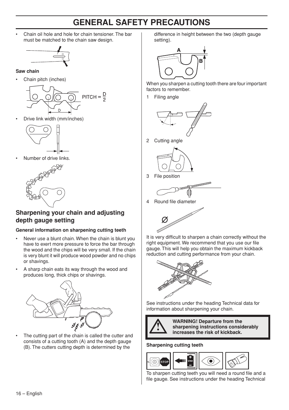 General safety precautions | Husqvarna 536 LIXP User Manual | Page 16 / 44