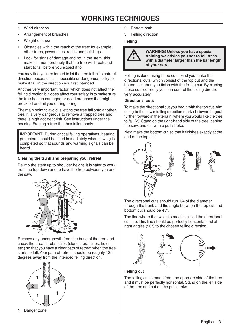 Working techniques | Husqvarna 536 LIXP User Manual | Page 31 / 44