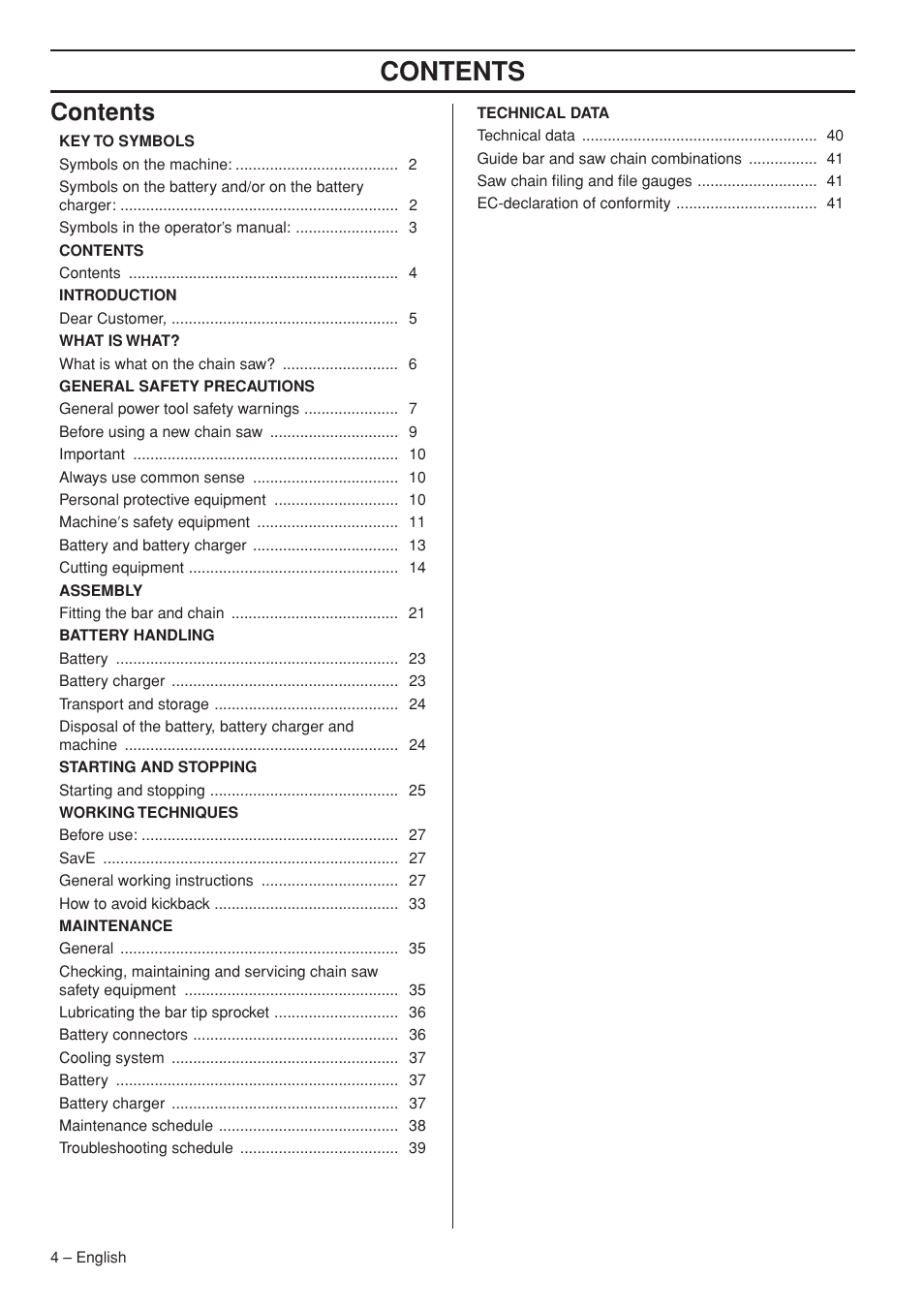 Husqvarna 536 LIXP User Manual | Page 4 / 44