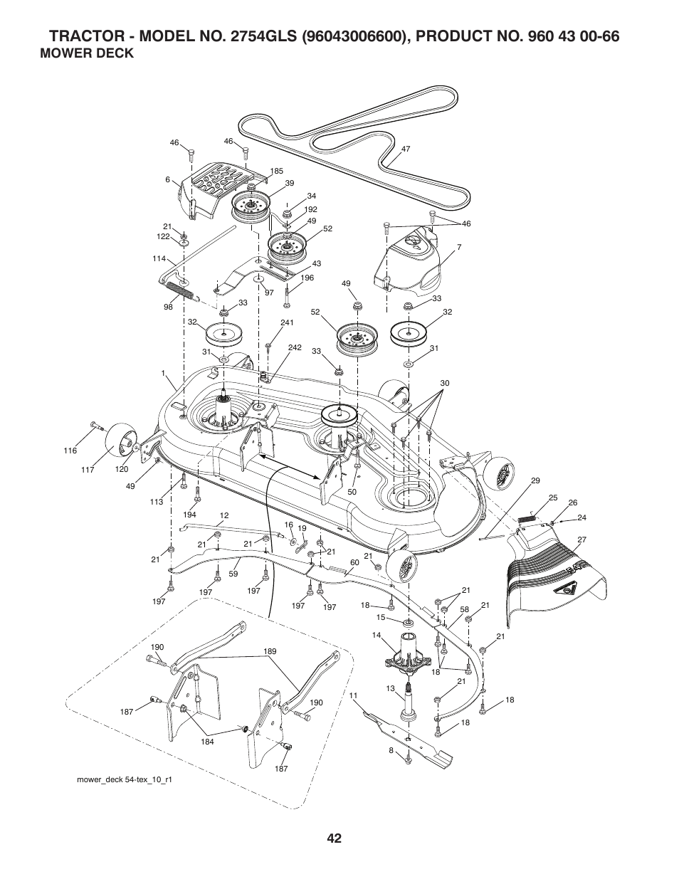 Mower deck | Husqvarna 2754 GLS User Manual | Page 42 / 49