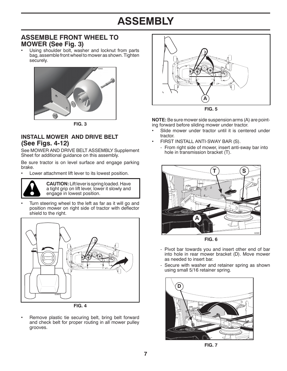 Assembly, See figs. 4-12), Assemble front wheel to mower (see fig. 3) | Husqvarna 2754 GLS User Manual | Page 7 / 49