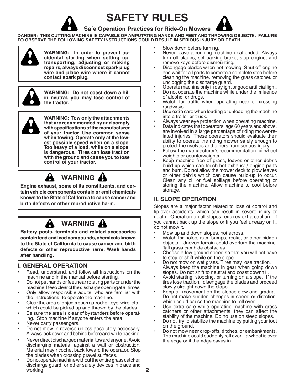 Safety rules, Warning | Husqvarna 96045000504 User Manual | Page 2 / 48