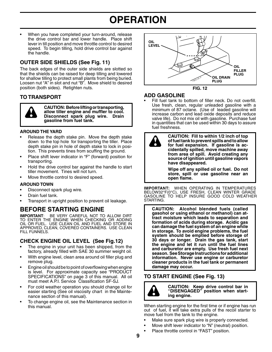Operation, Before starting engine | Husqvarna 650CRT User Manual | Page 9 / 28