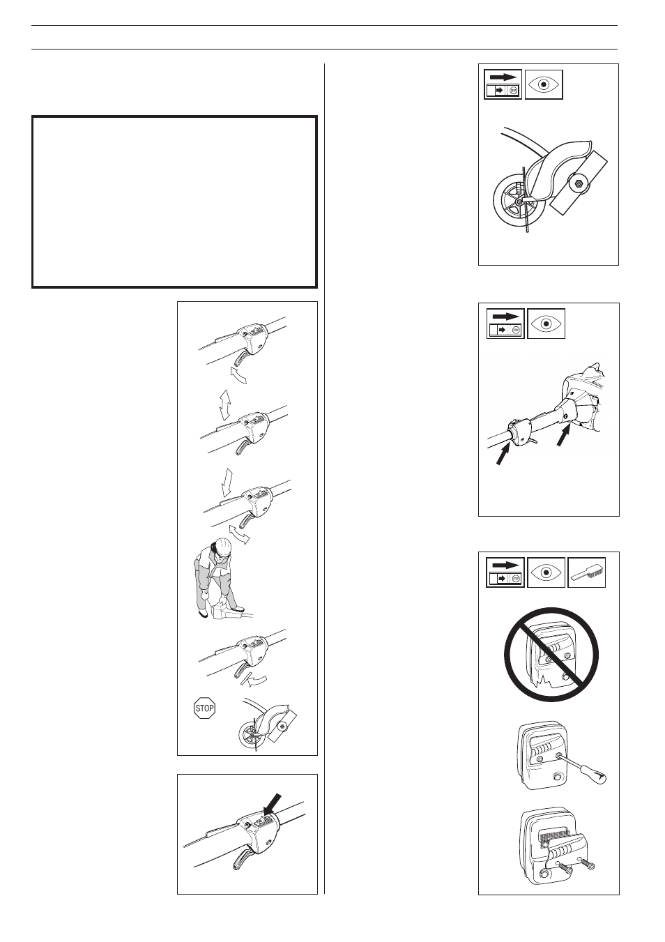 Safety instructions, Throttle trigger lock, Stop switch | Cutting attachment guard, Vibration damping system, Muffler | Husqvarna 322E User Manual | Page 6 / 24