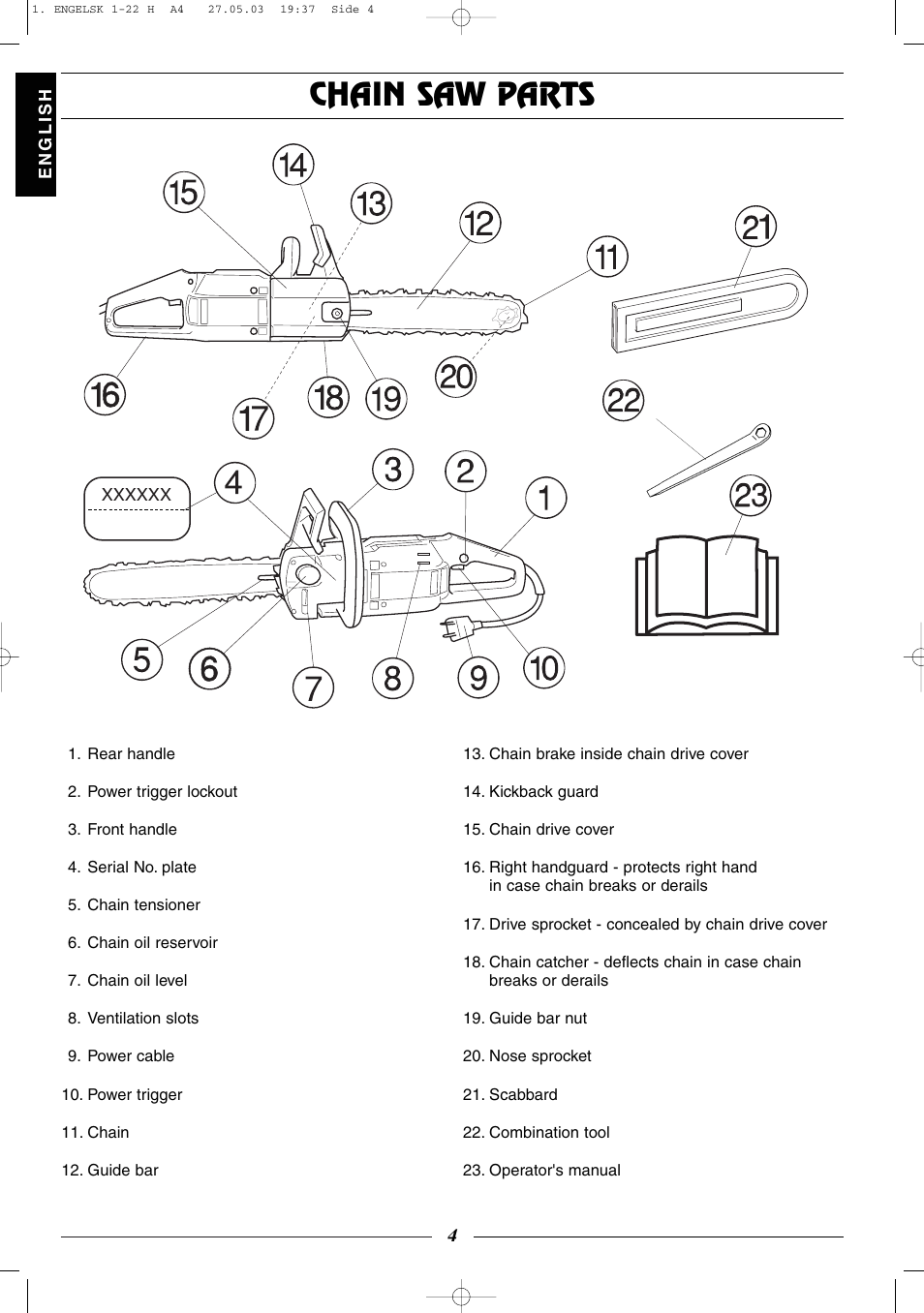 Chain saw parts | Husqvarna 320 User Manual | Page 5 / 25