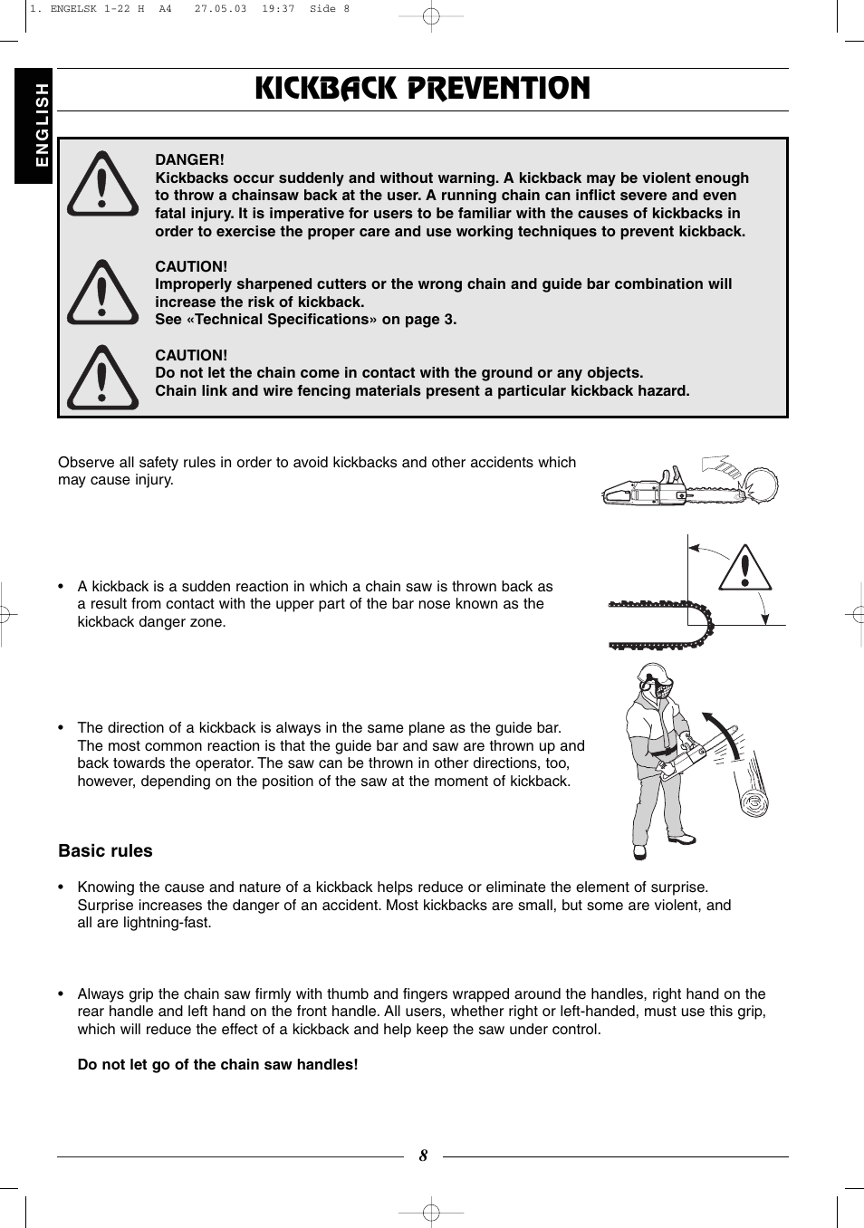 Kickback prevention | Husqvarna 320 User Manual | Page 9 / 25