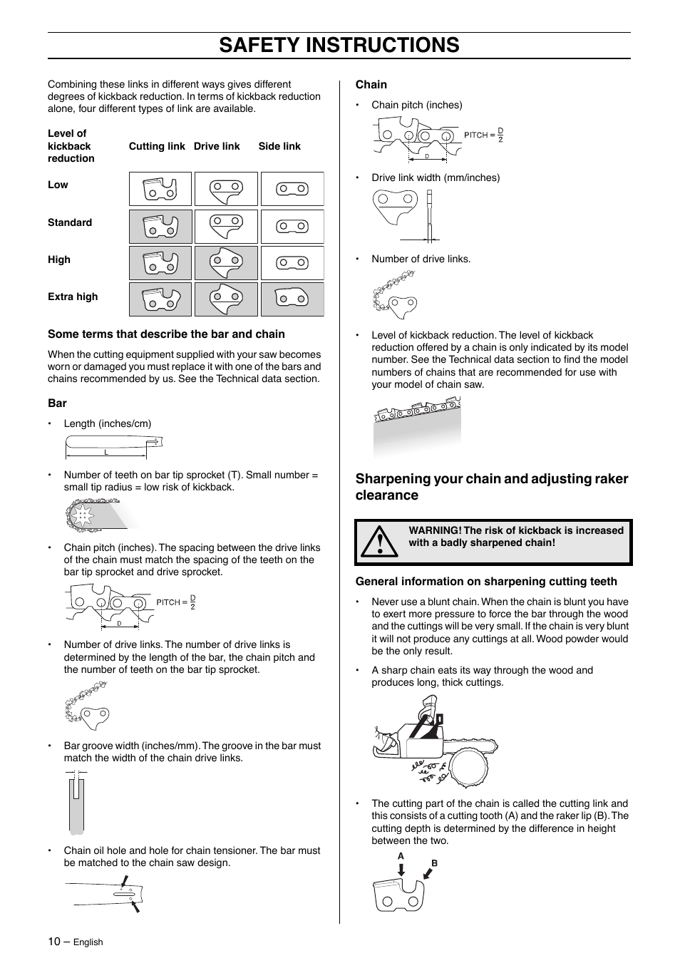 Safety instructions | Husqvarna 385XP User Manual | Page 10 / 40