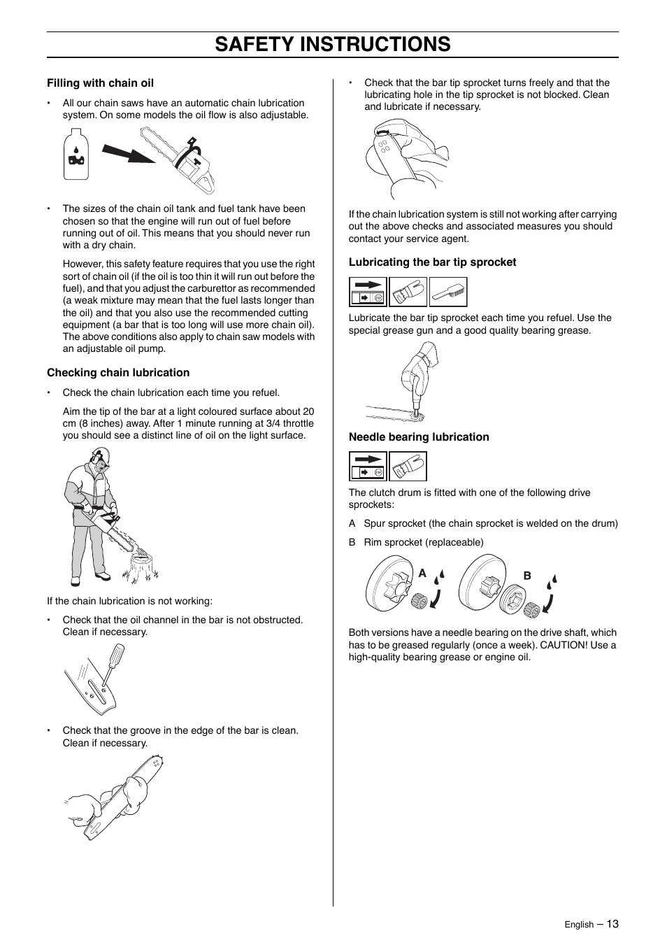 Safety instructions | Husqvarna 385XP User Manual | Page 13 / 40