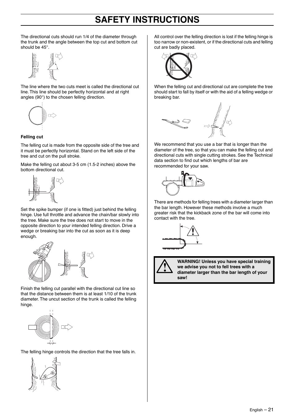 Safety instructions | Husqvarna 385XP User Manual | Page 21 / 40