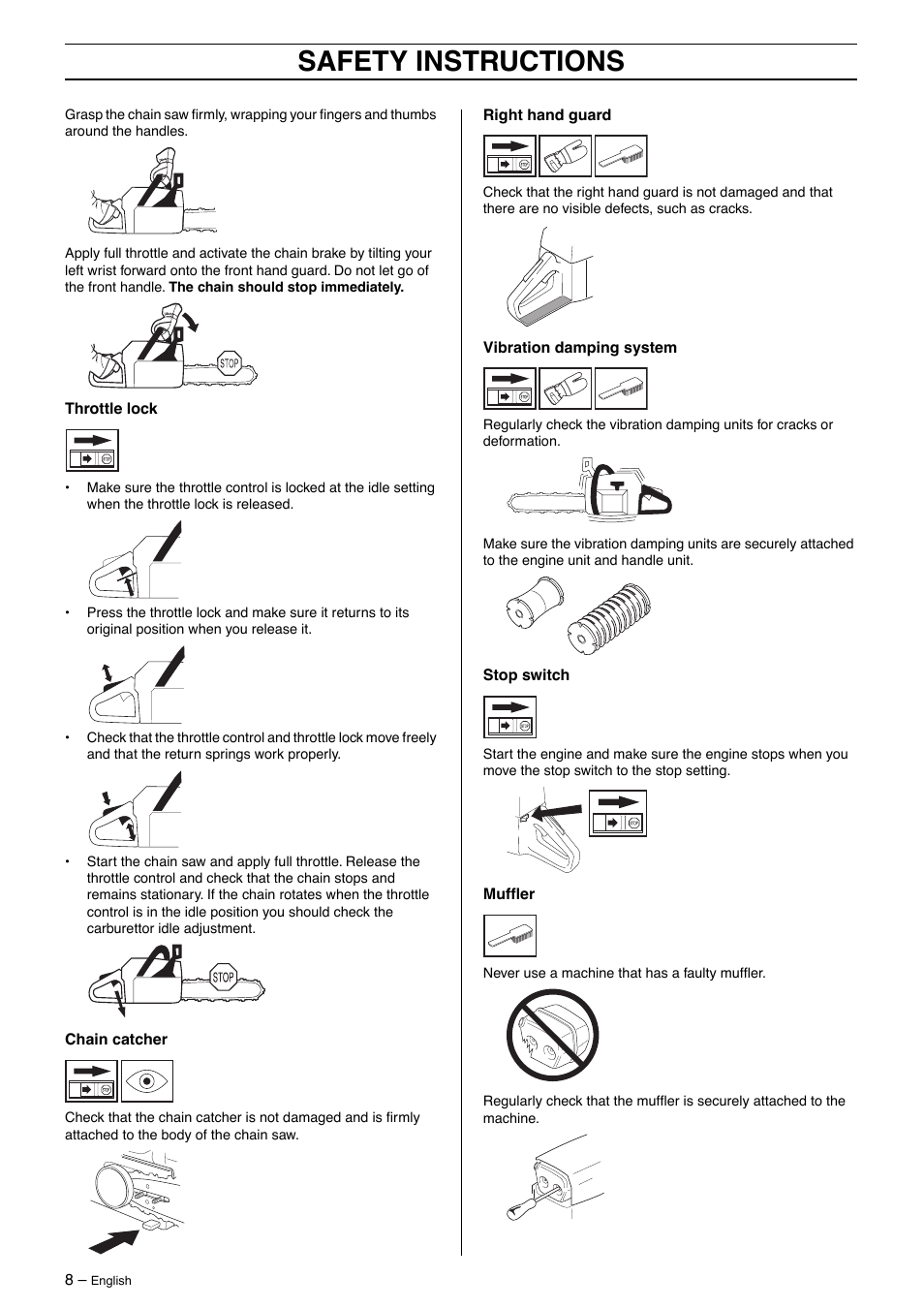 Safety instructions | Husqvarna 385XP User Manual | Page 8 / 40