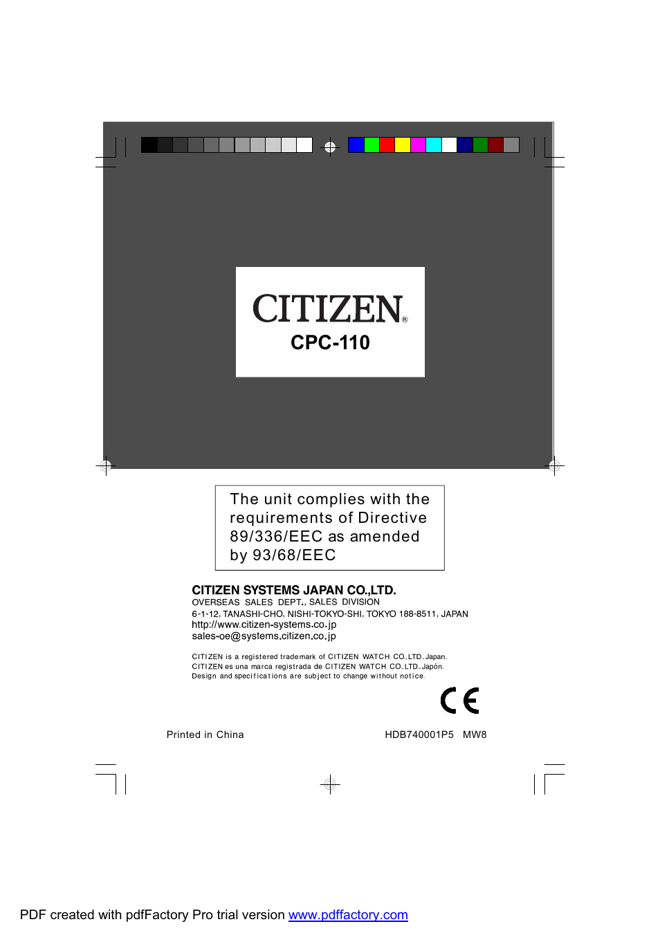 Cpc-110 | CITIZEN CPC-110 User Manual | Page 11 / 11
