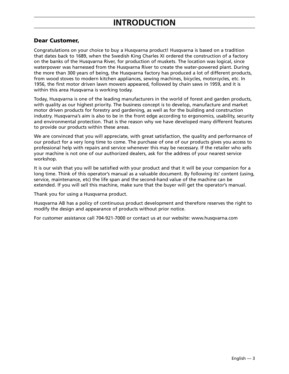 Introduction | Husqvarna 9030PW User Manual | Page 4 / 30